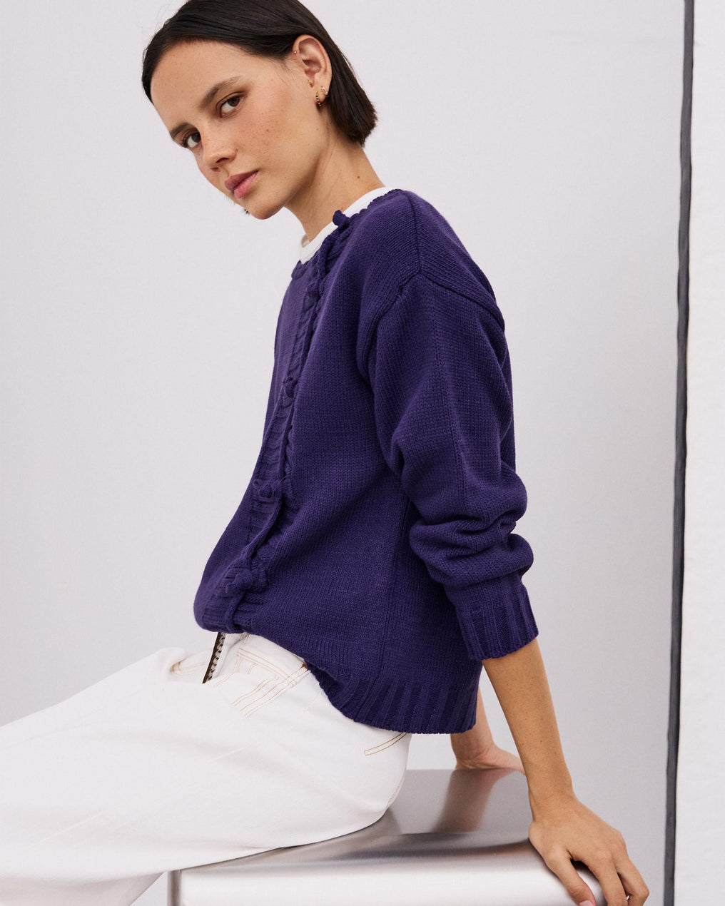 Chaqueta Punto Alamares Laterales Morado