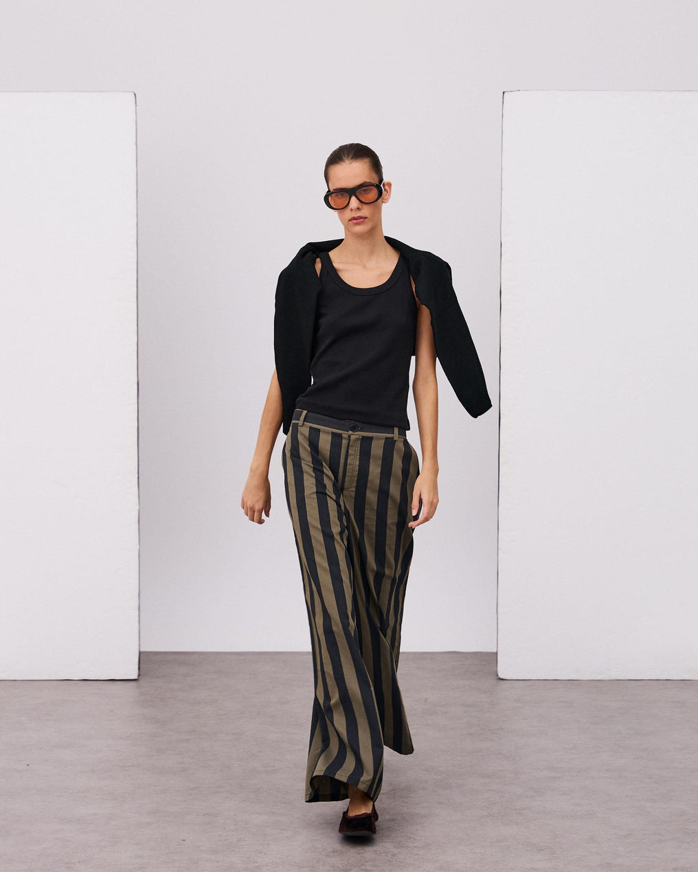 Pantalón Rayas Bicolor Negro