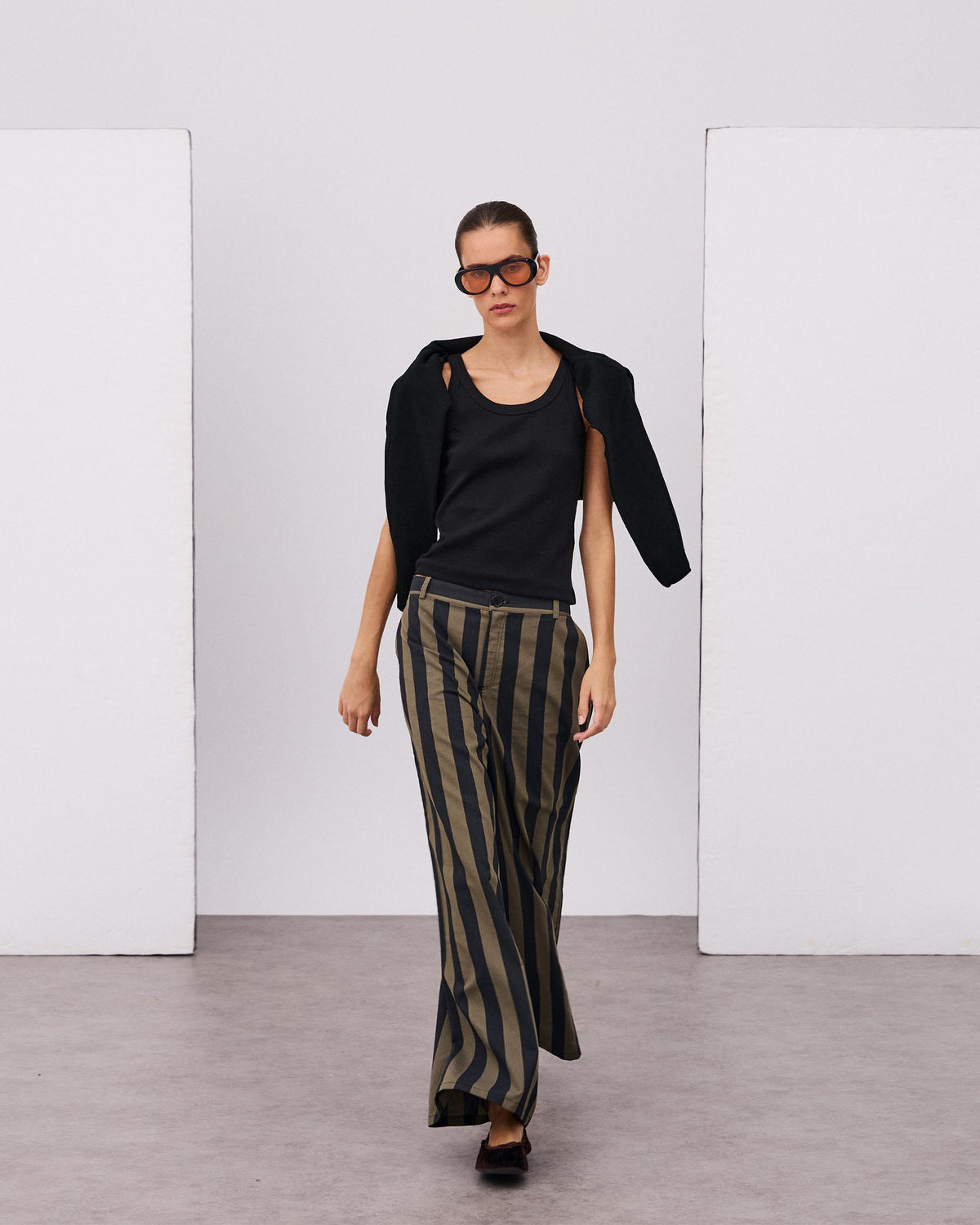Pantalón Rayas Bicolor Negro