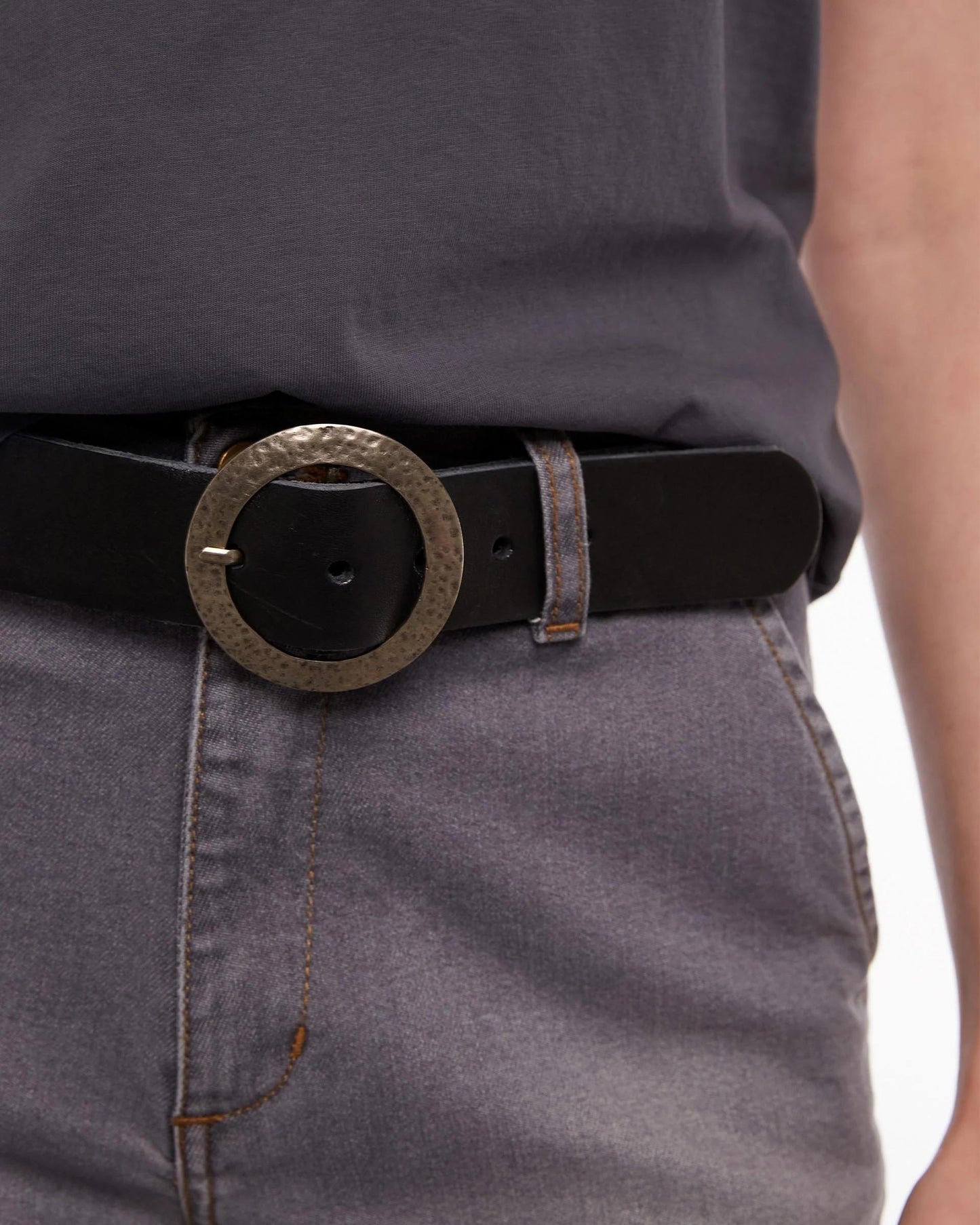 Cinturón Piel  Liso Hebilla Negro