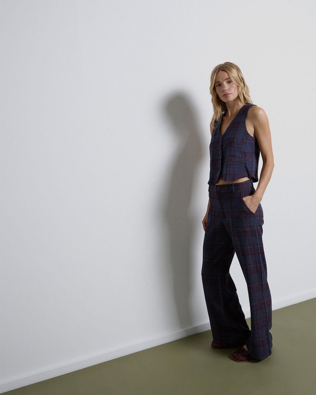 Pantalón Cuadros Azul Oscuro