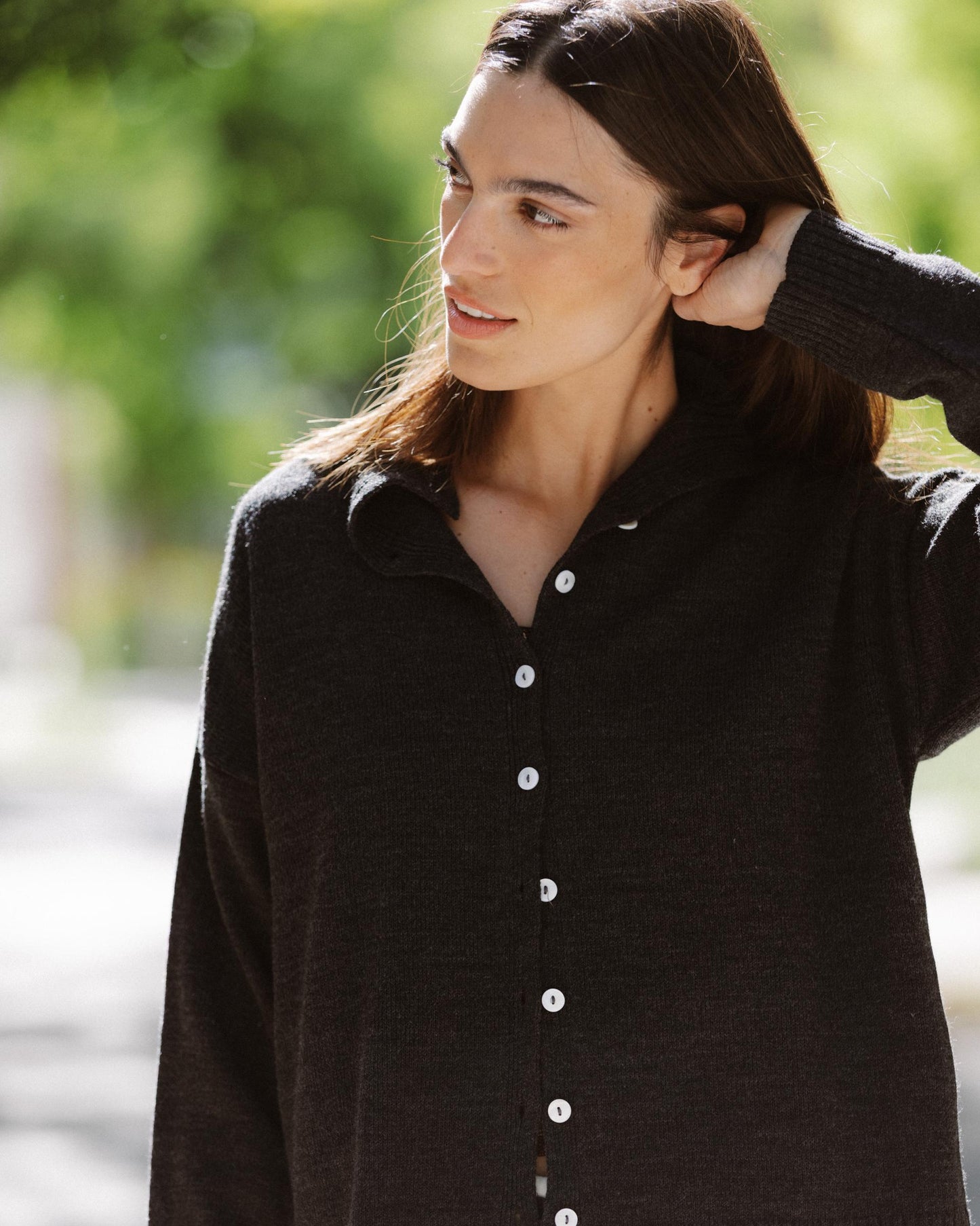Anthracite High Neck Knit Jacket