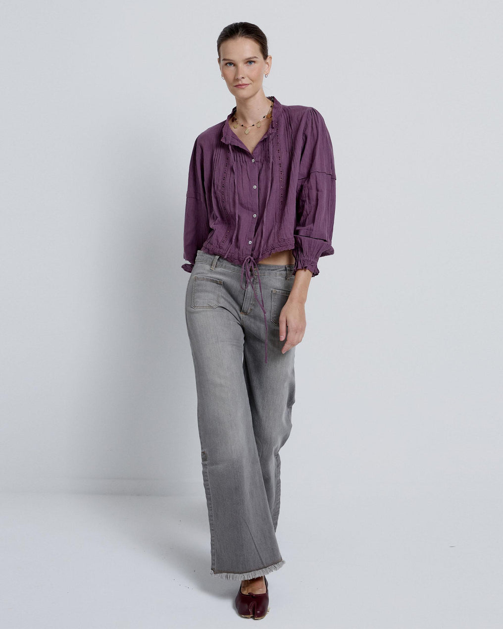 Blusa Puntillas Lazadas Morado