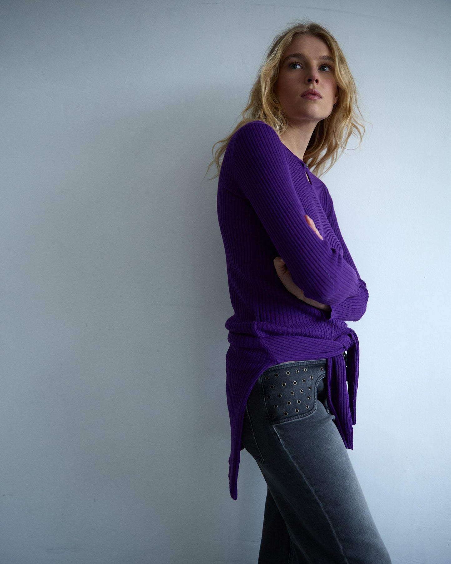 Top Punto Escote Lágrima Morado