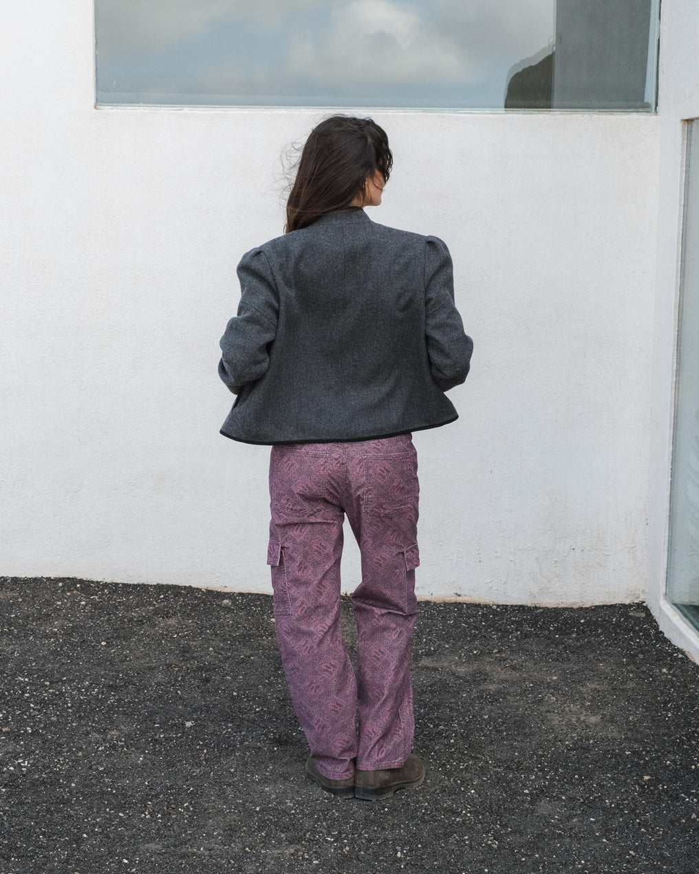 Bomber Ribete Contraste Mezcla Lana Antracita