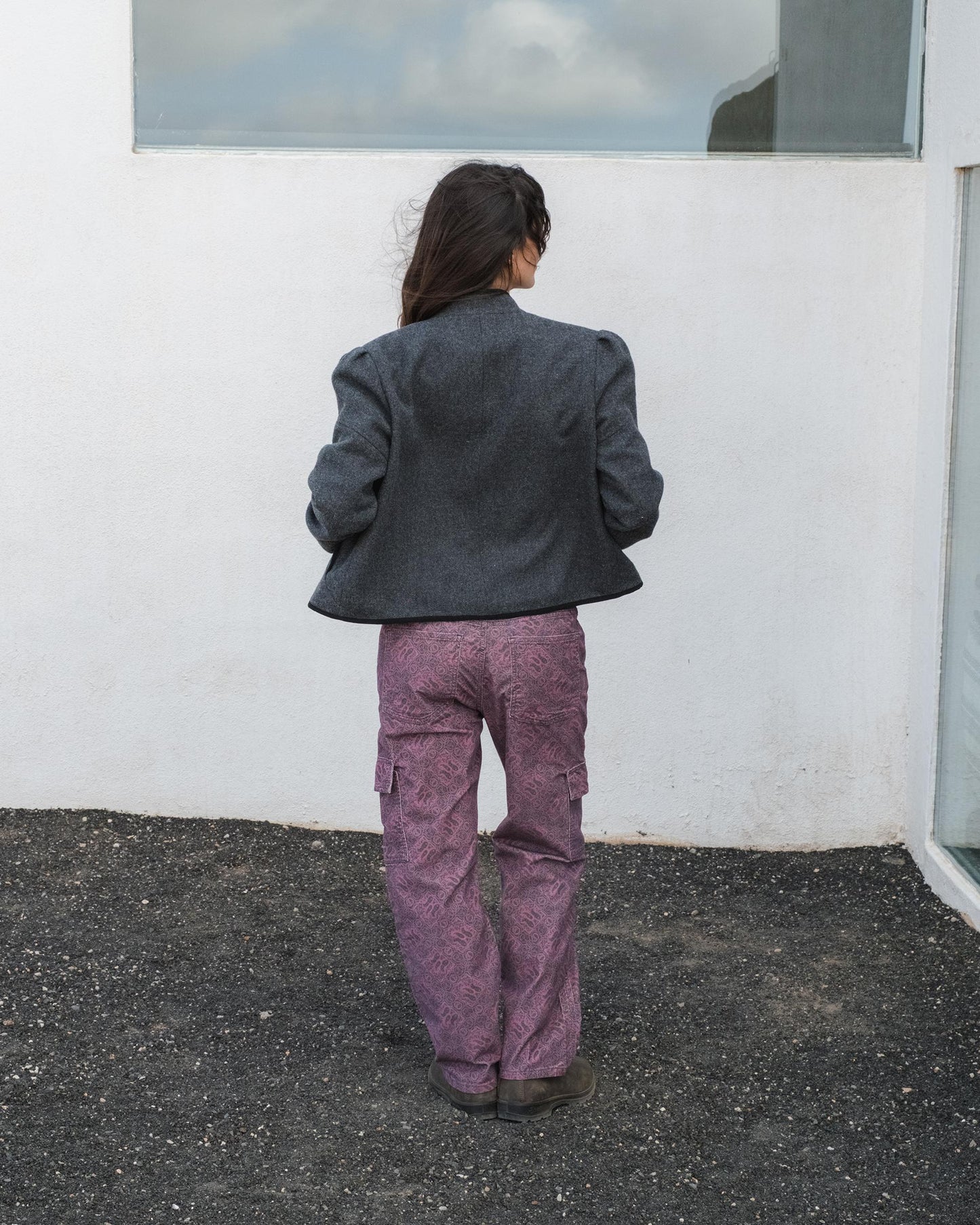 Bomber Ribete Contraste Mezcla Lana Antracita