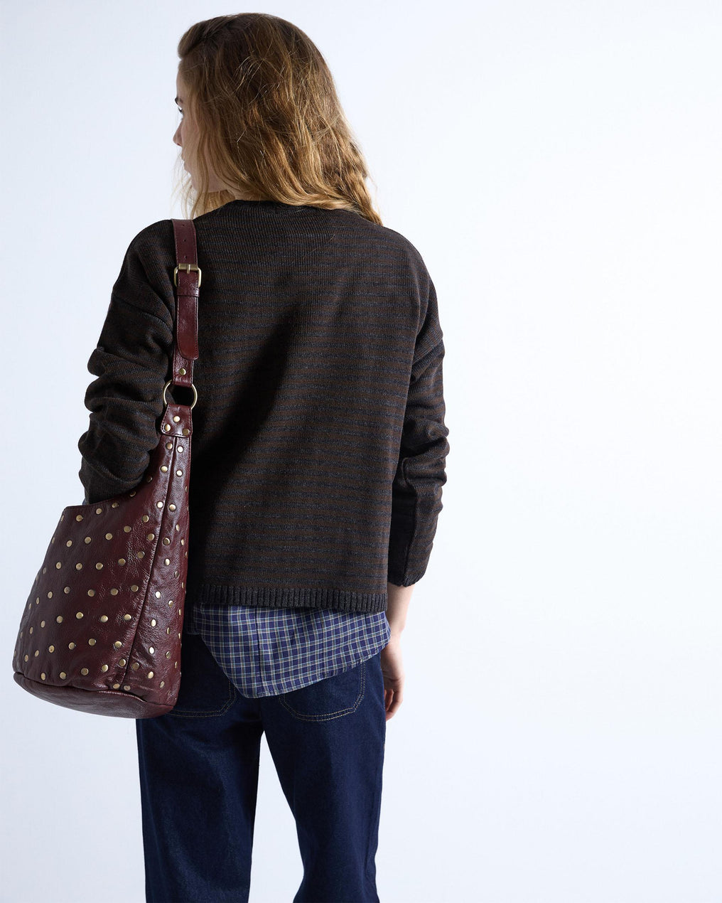 Anthracite Striped Crew Neck Sweater