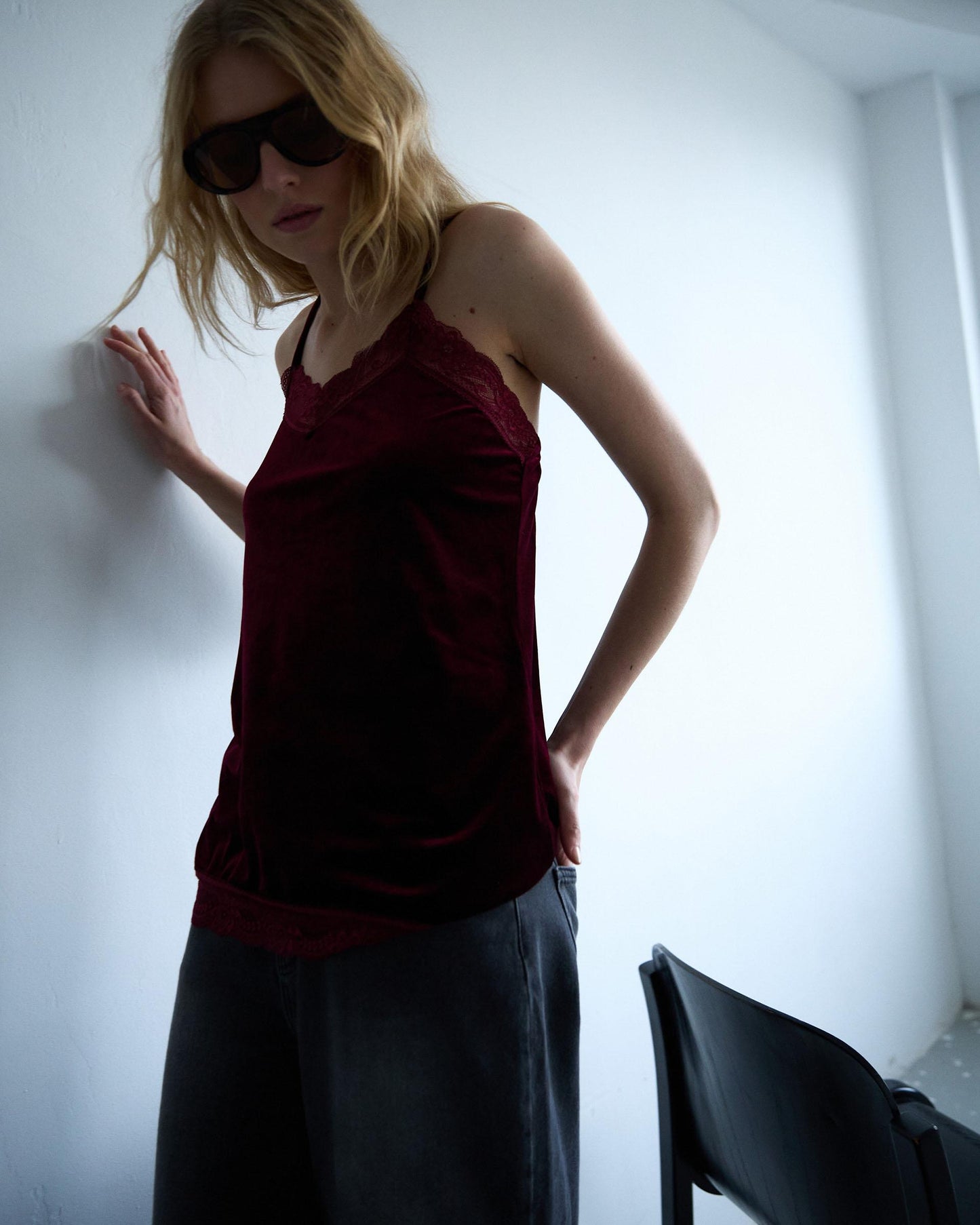 Top Lencero Terciopelo Granate