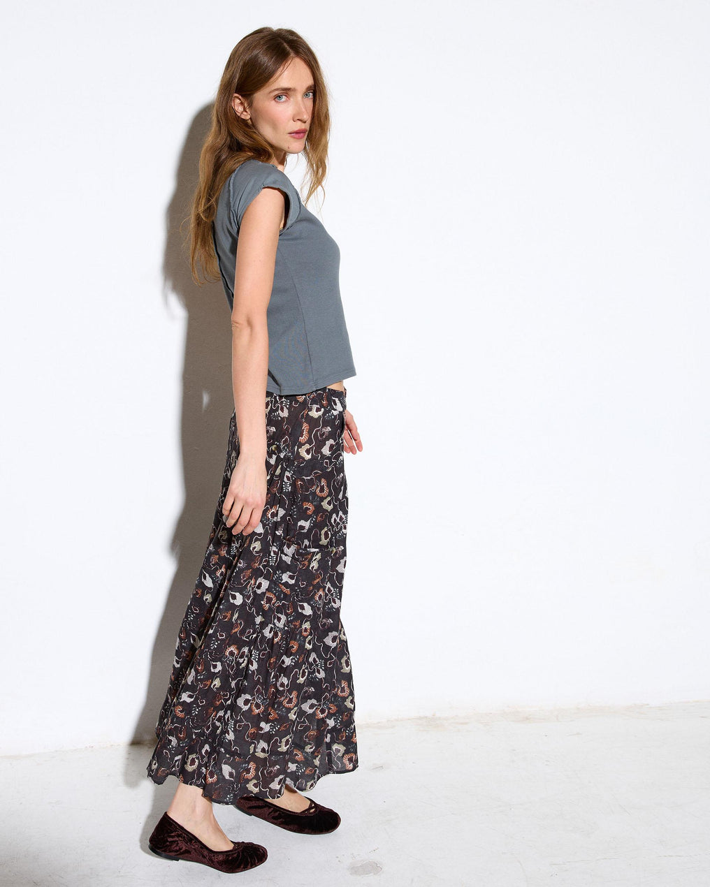 Falda Bolsillos Cargo Estampado Floral Antracita