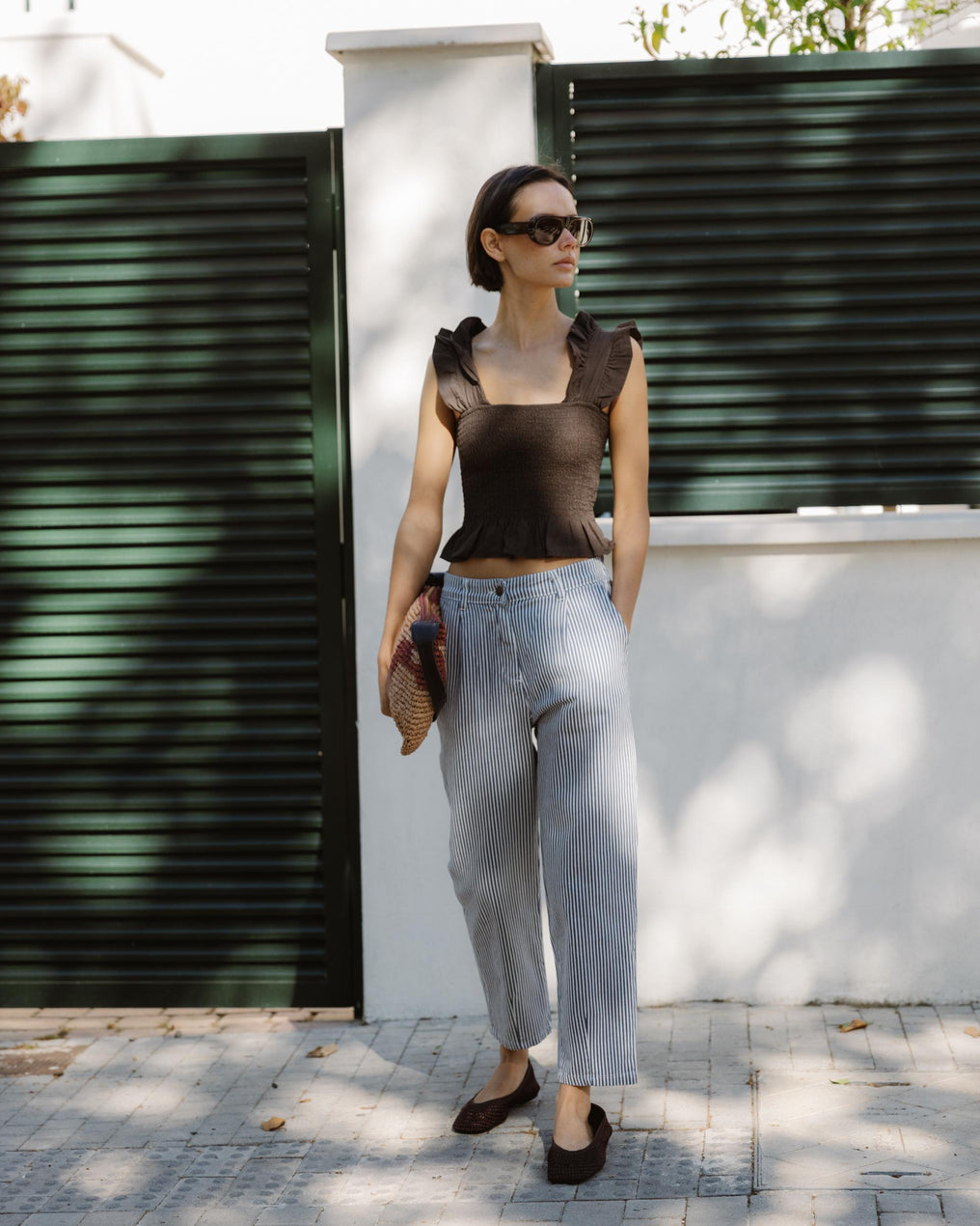Blue Striped Balloon Jeans