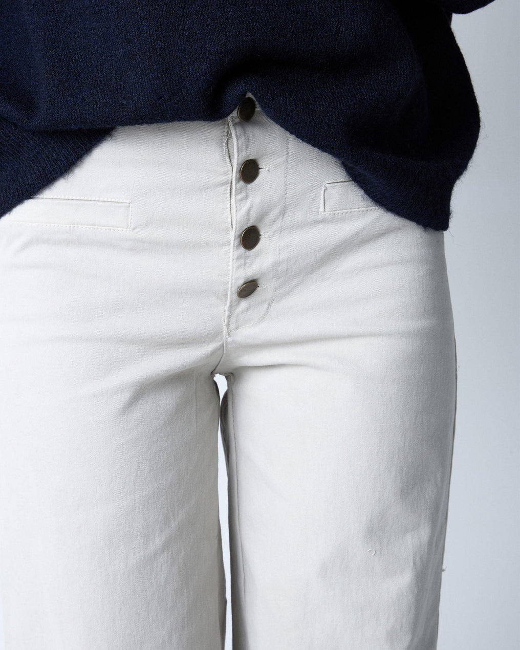 Raw Buttonless Waistband Pants