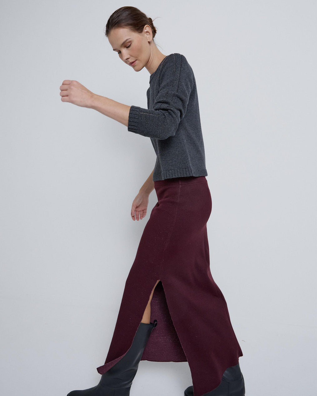 Long Eggplant Flower Skirt