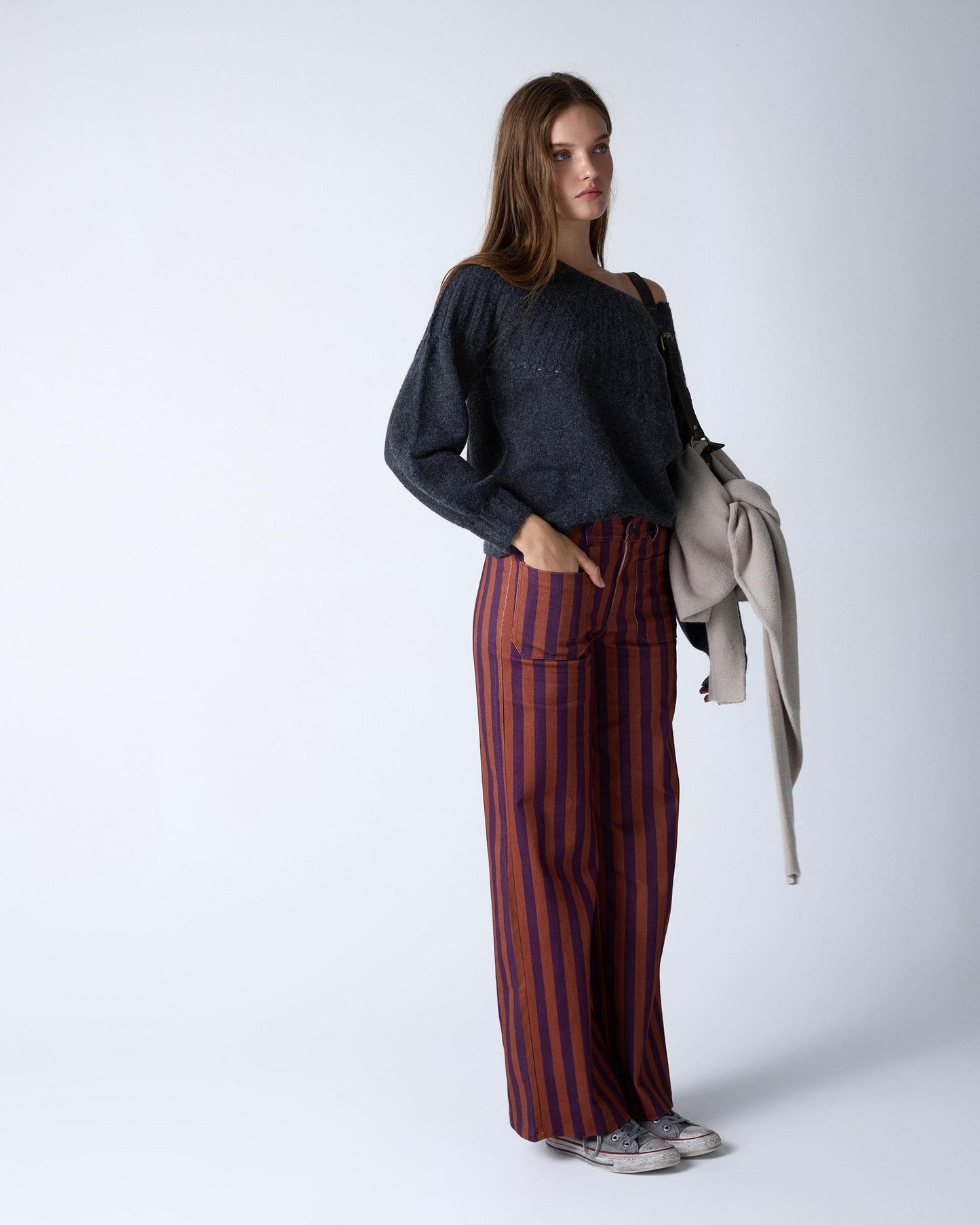 Two-tone Orange Striped Pants