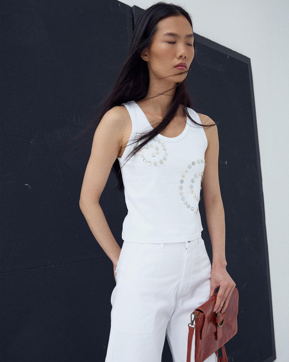 Camiseta Espiral Botones Blanco