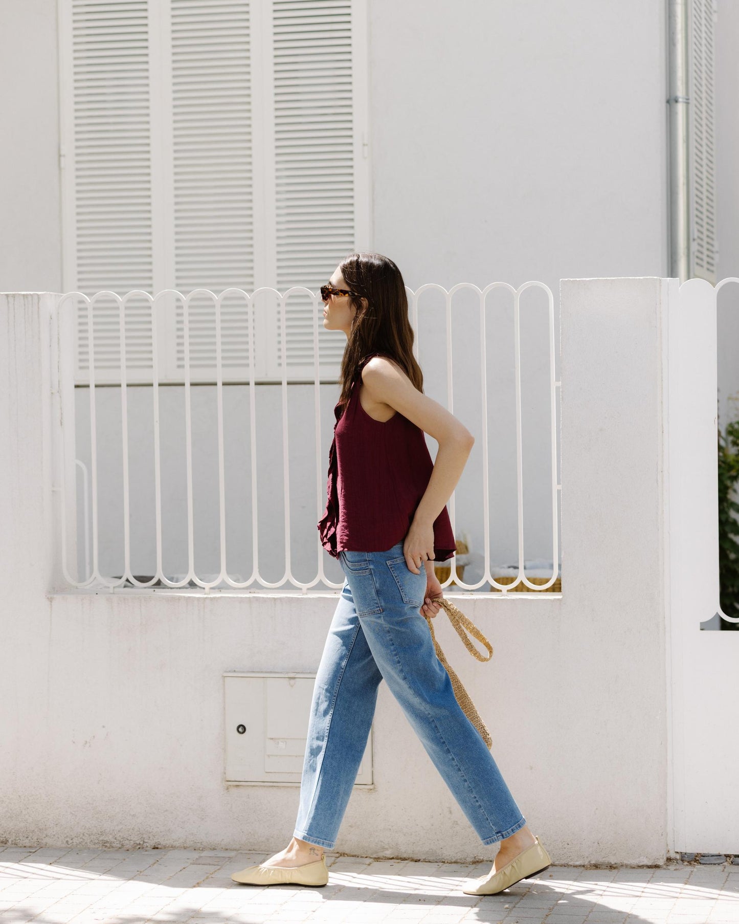 Jeans Cós Duplo Bolso Azul