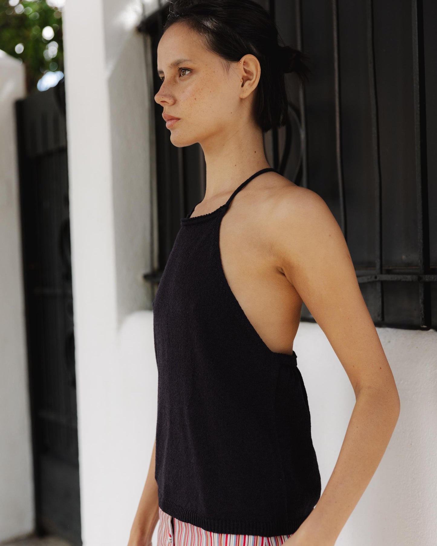 Top de Malha Costas Contas Roxo
