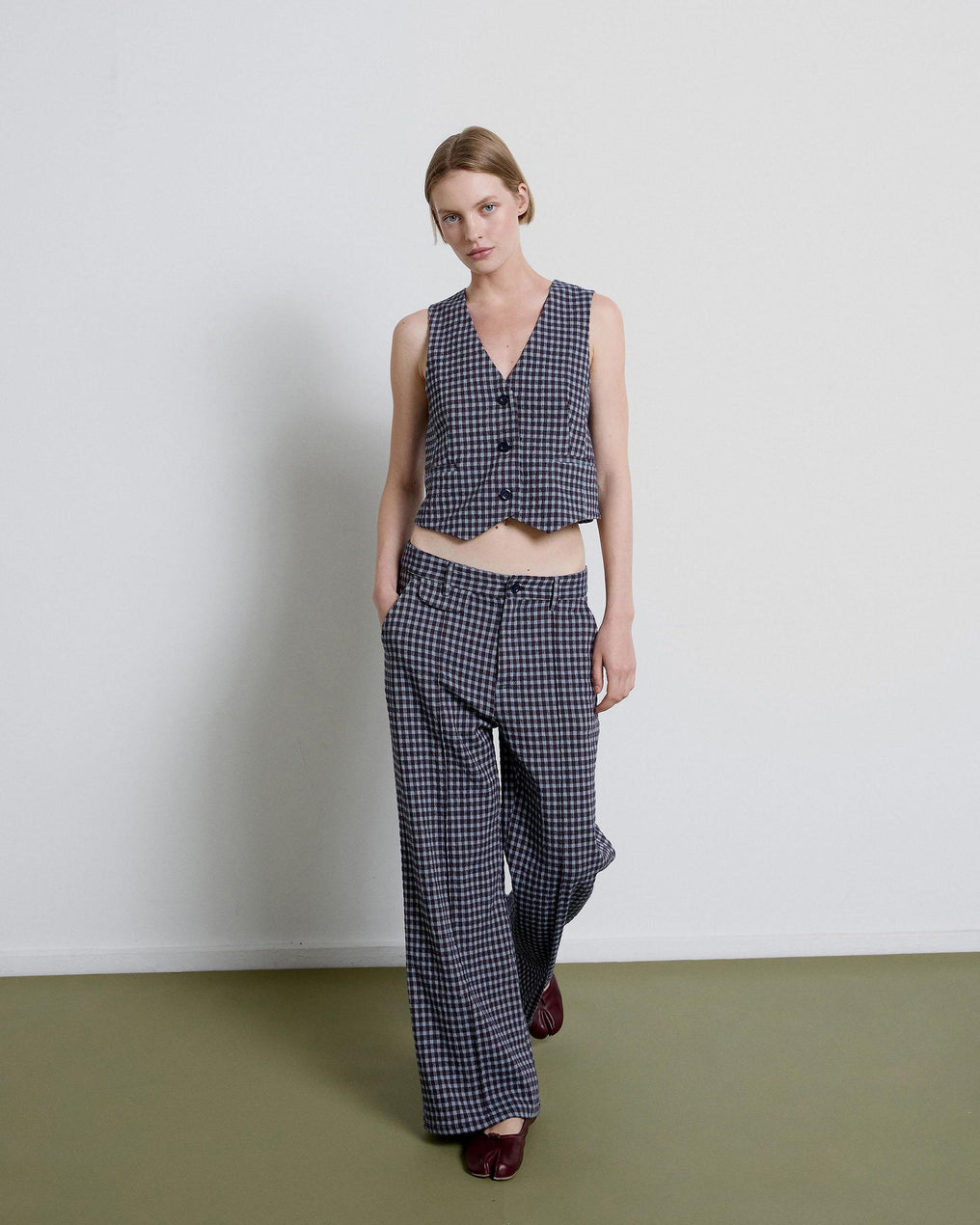 Chaleco Sastre Cuadros Azul