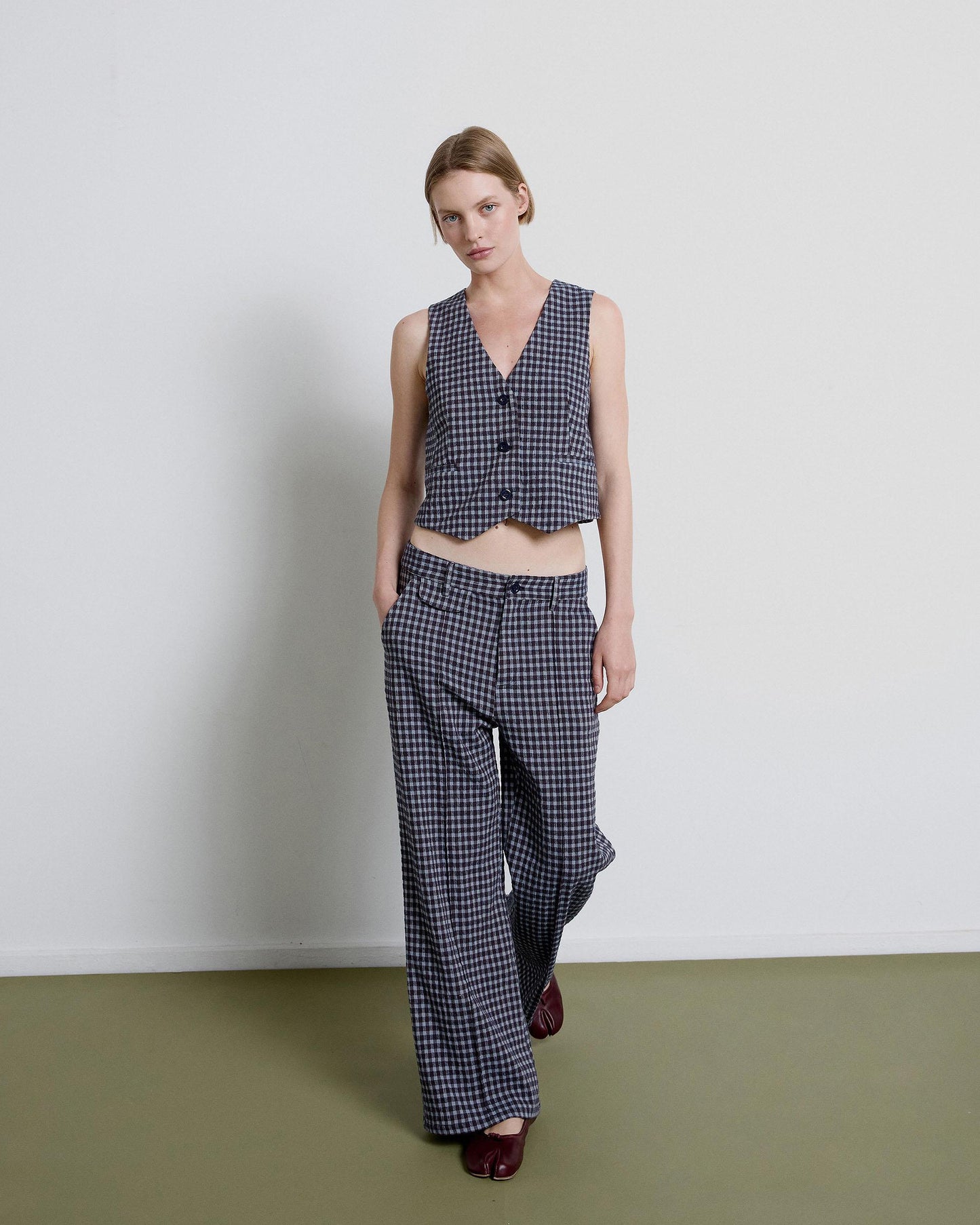 Chaleco Sastre Cuadros Azul