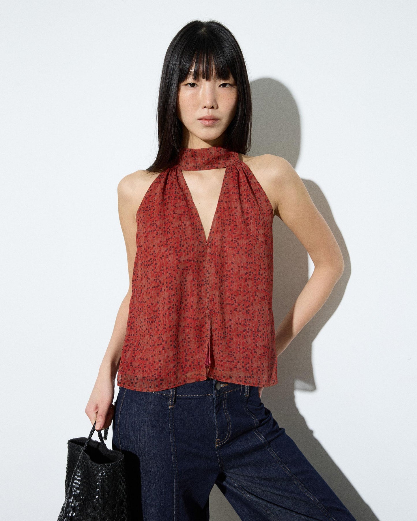 Top Abertura Estampado Rojo