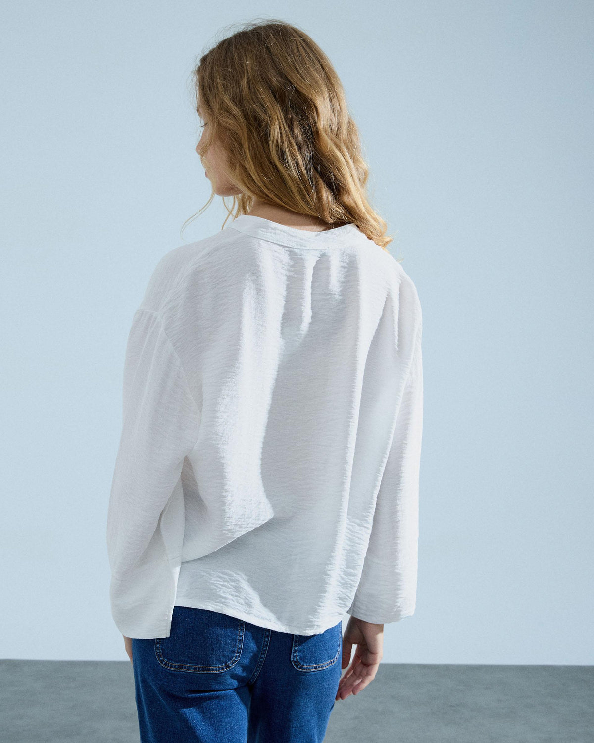 V-Neck Button Blouse White