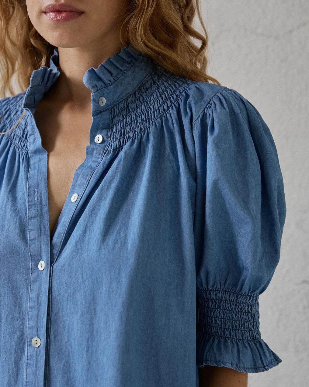 Vestido Manga Corta Tipo Denim Azul Jeans