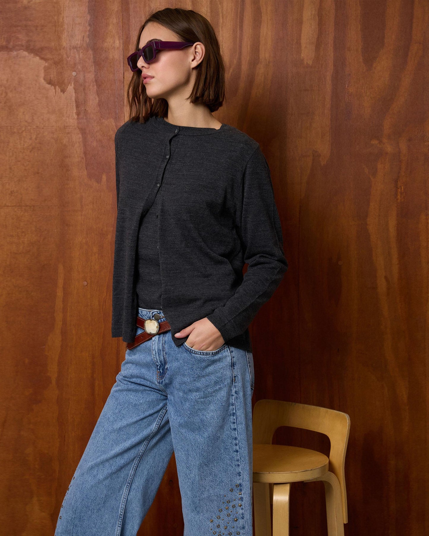 Casaco de malha fina antracite