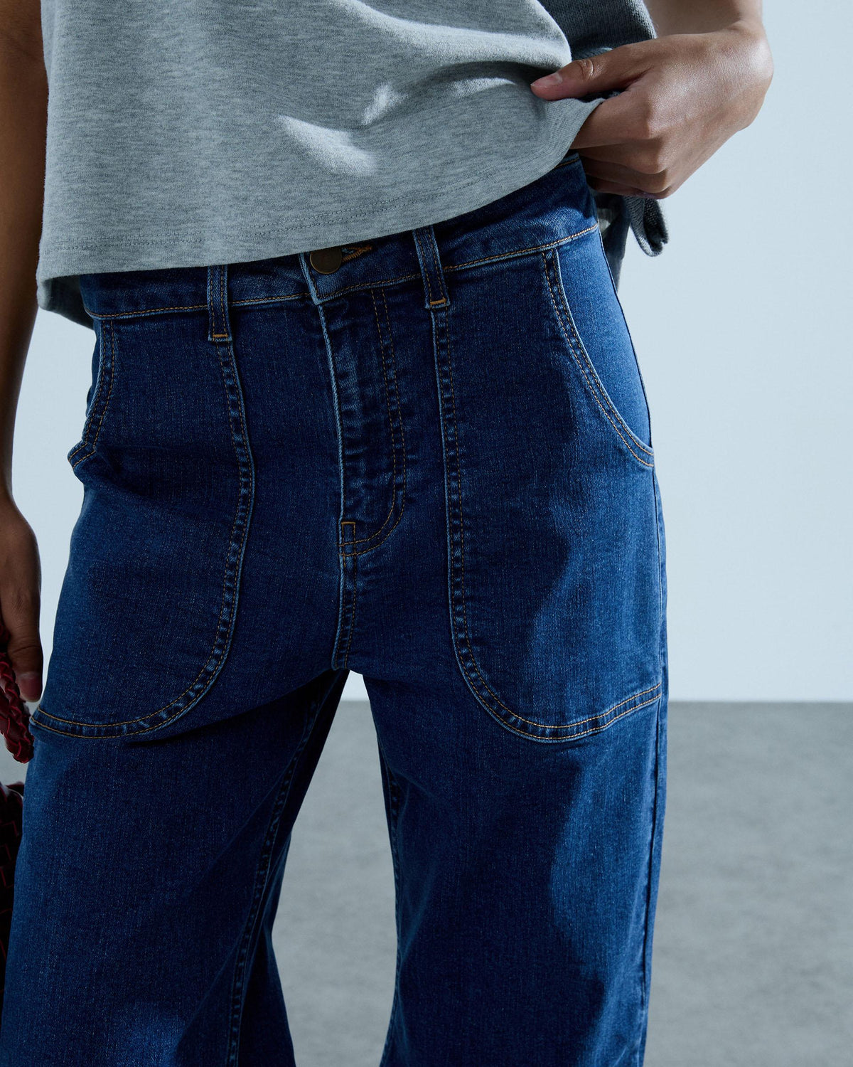 Jeans Botones Campana Azul Jeans