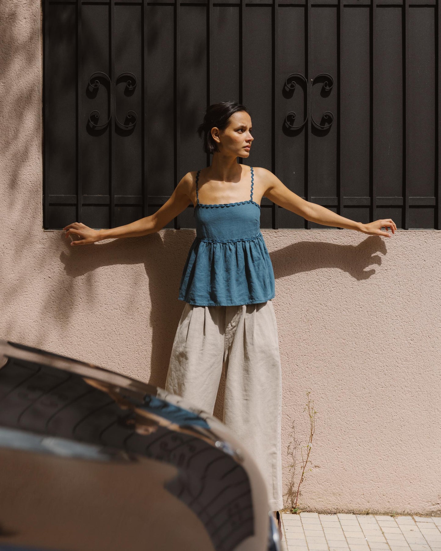 Top Tirantes Detalle Ondas Azul Oscuro