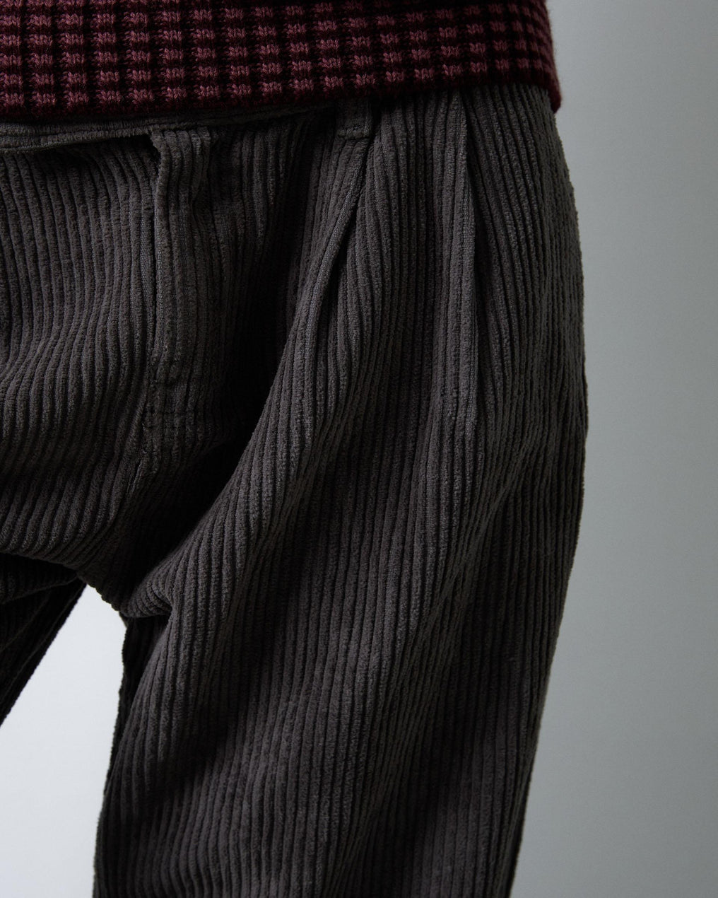Anthracite Corduroy Trousers with Pleats