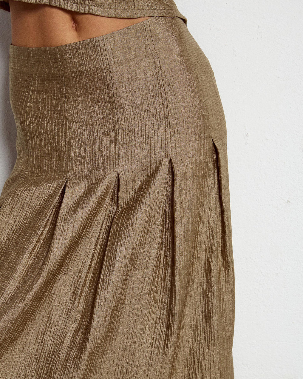 Falda Costuras Tablas Verde