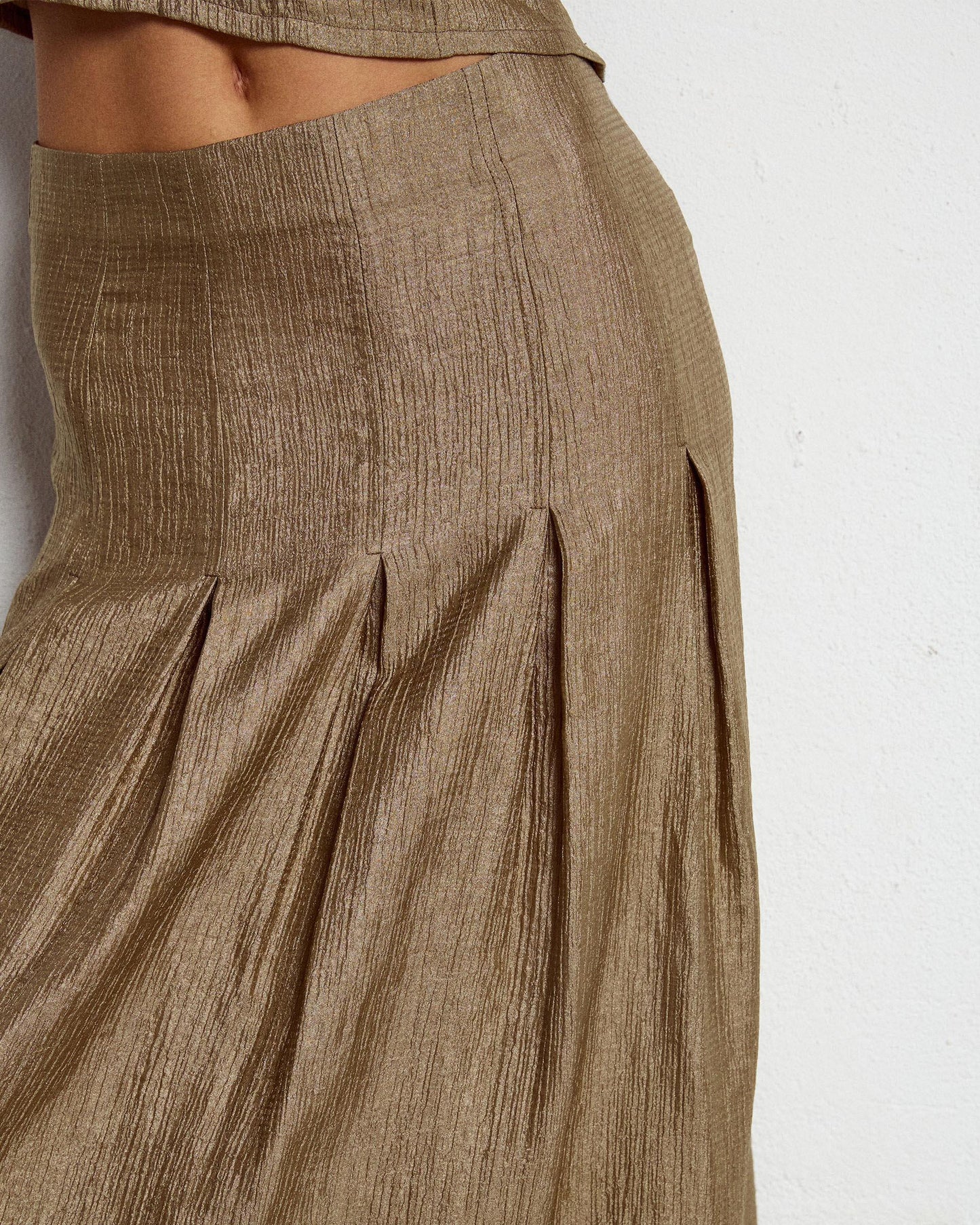 Falda Costuras Tablas Verde