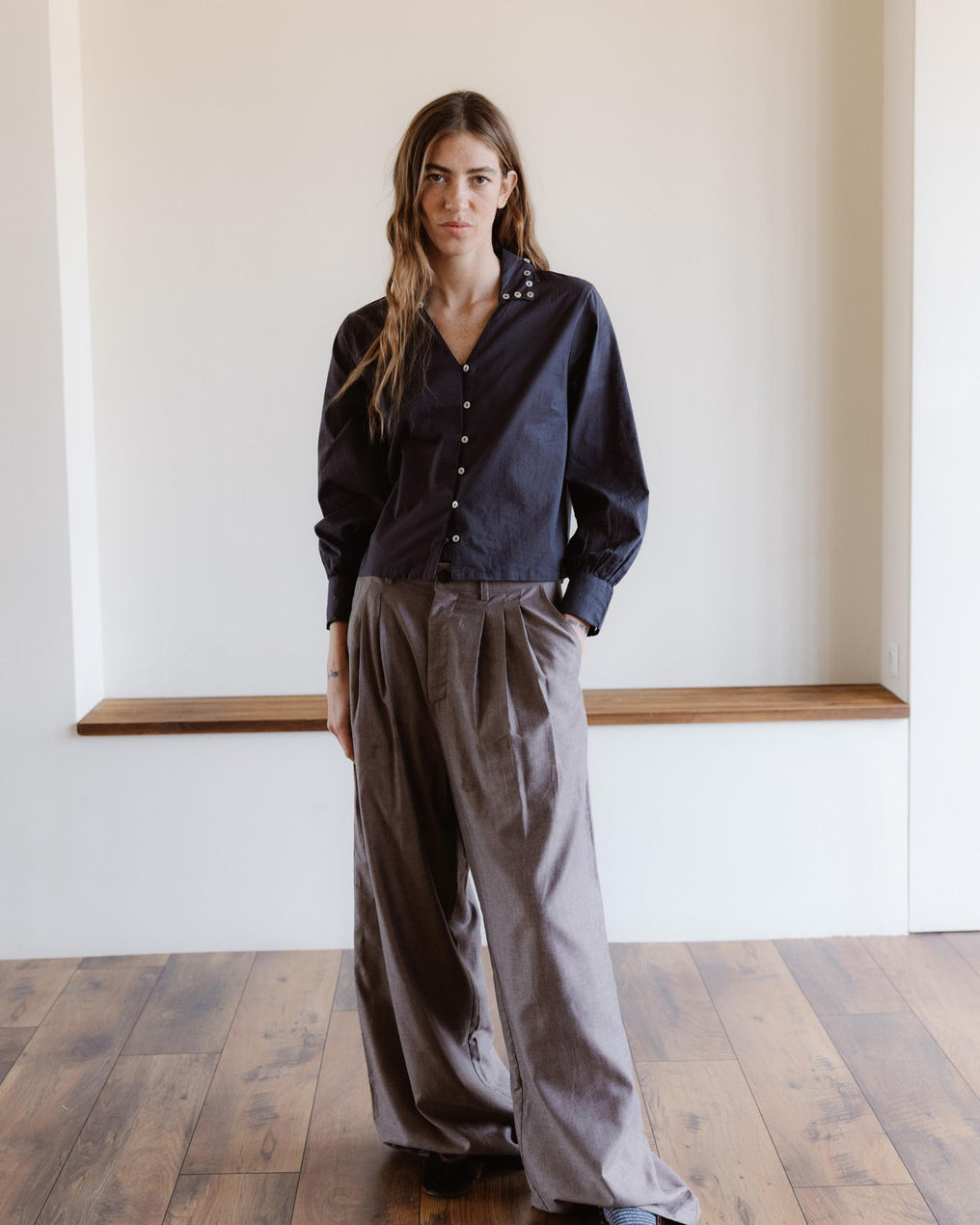 Anthracite Mother-of-Pearl Button Shirt