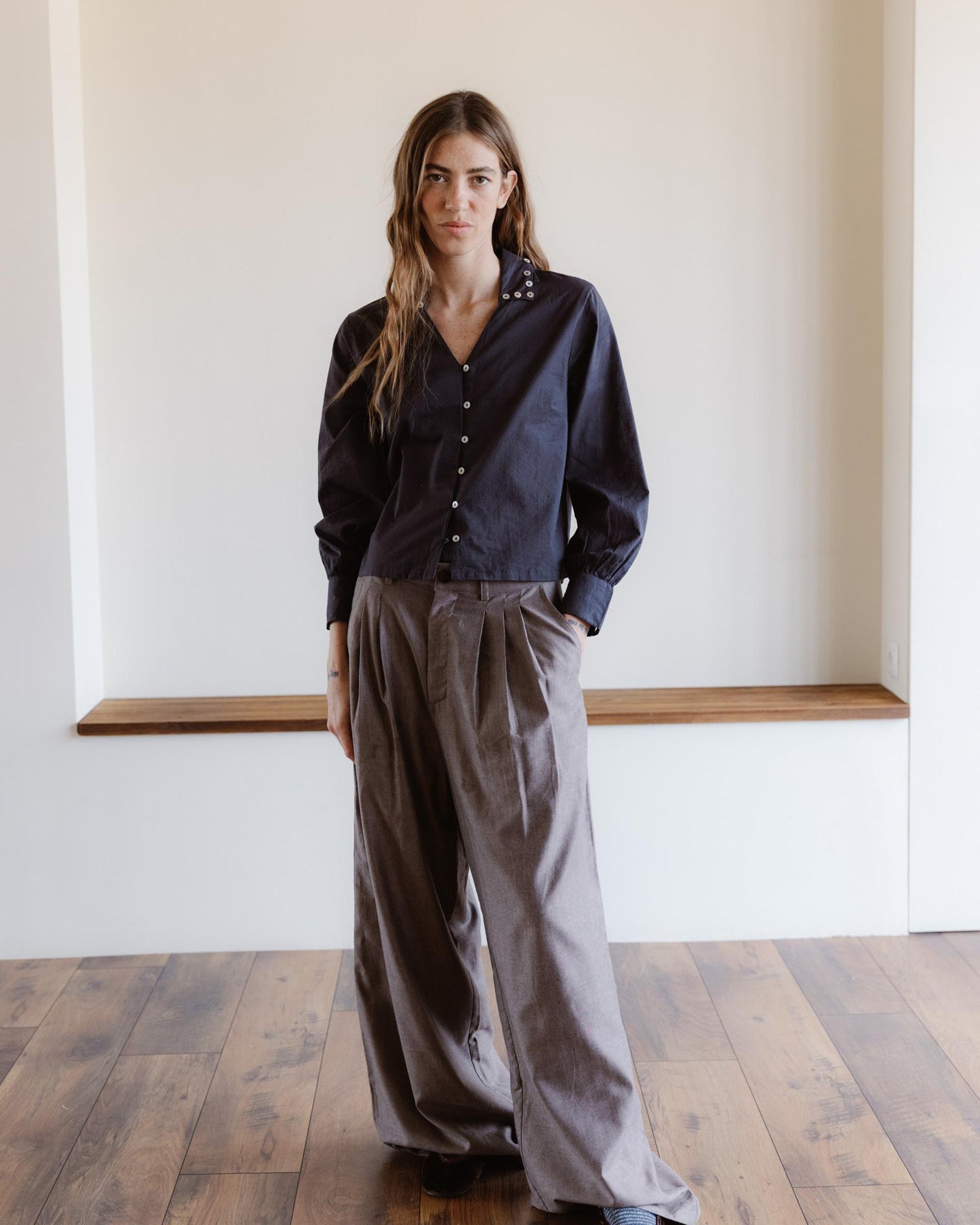 Anthracite Mother-of-Pearl Button Shirt