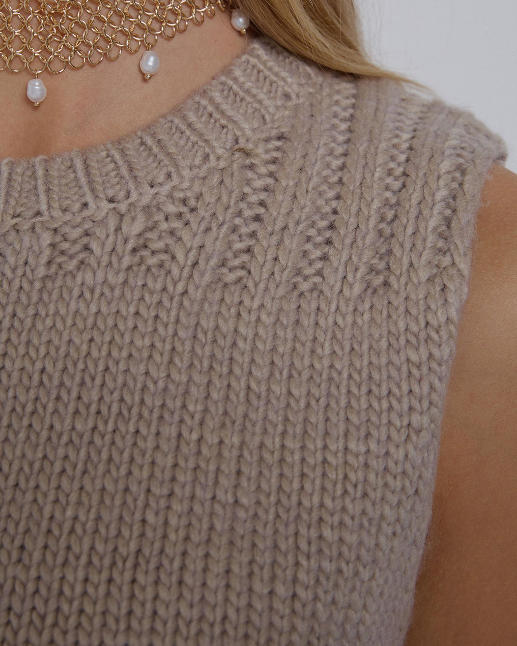Beige Knit Vest