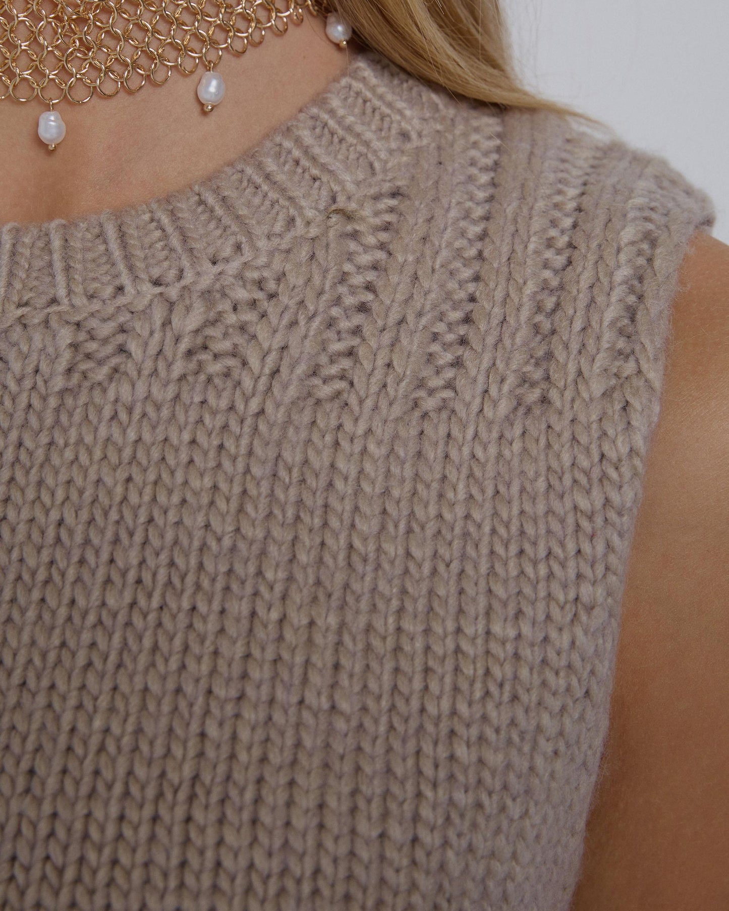Beige Knit Vest