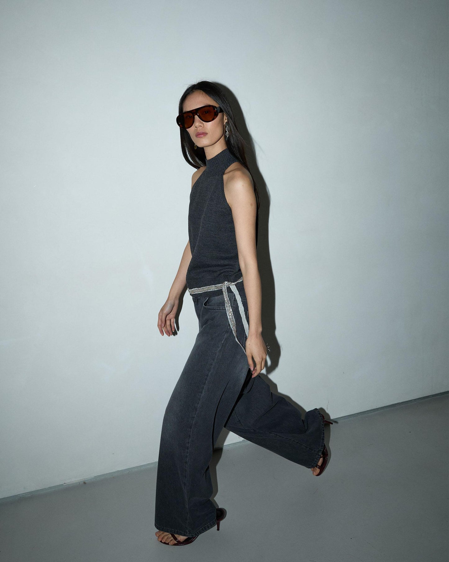 Anthracite Knit Halter Top