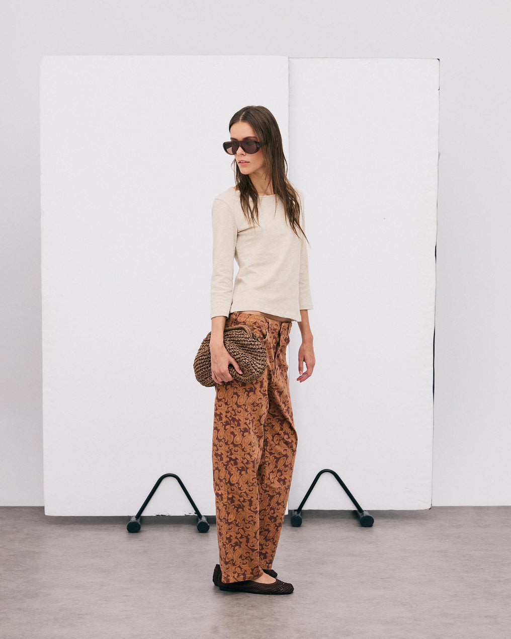 Orange Paisley Print Jeans