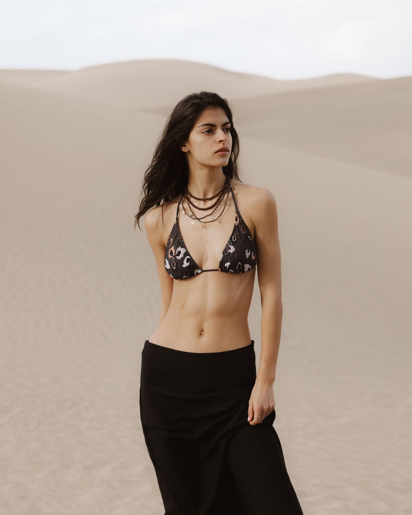 Top Bikini Flores Antracita