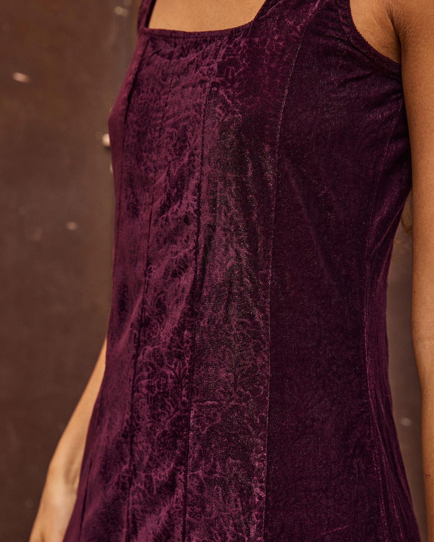 Vestido Tirantes Terciopelo Morado