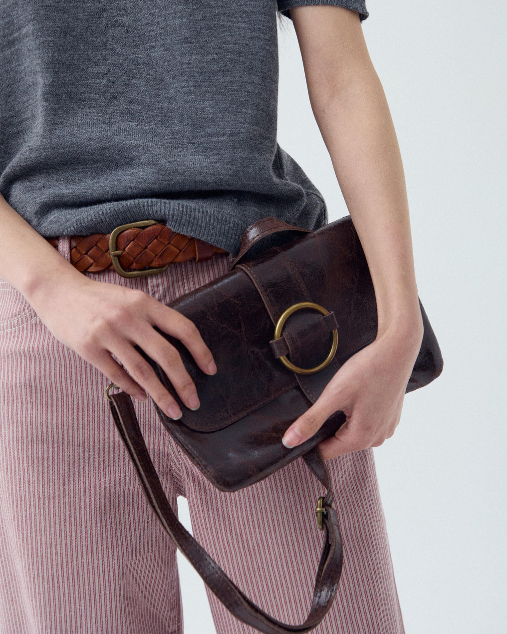 Small Brown Buckle Handbag