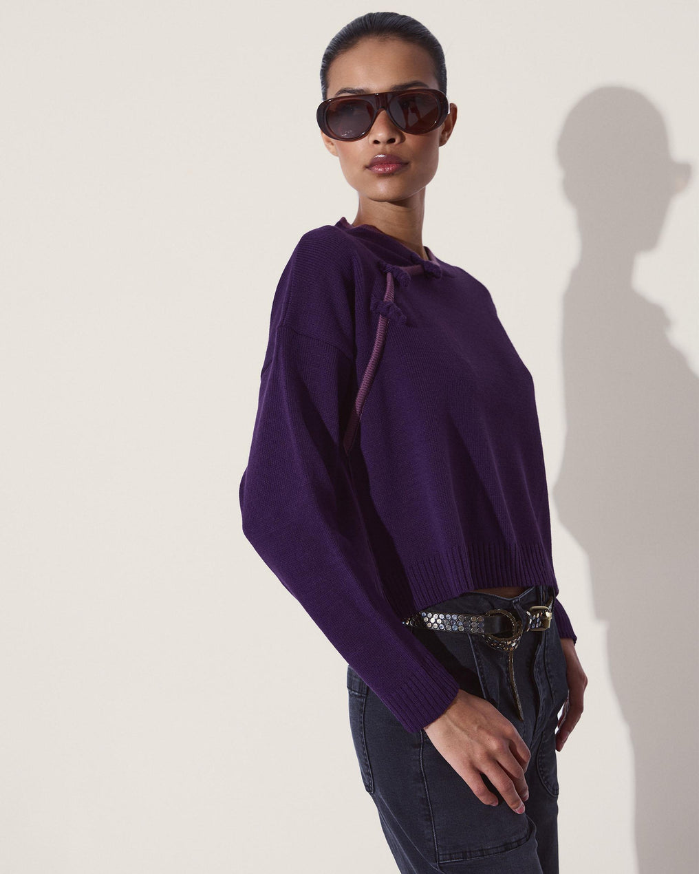 Jersey Botones Laterales Vivo Contraste Morado