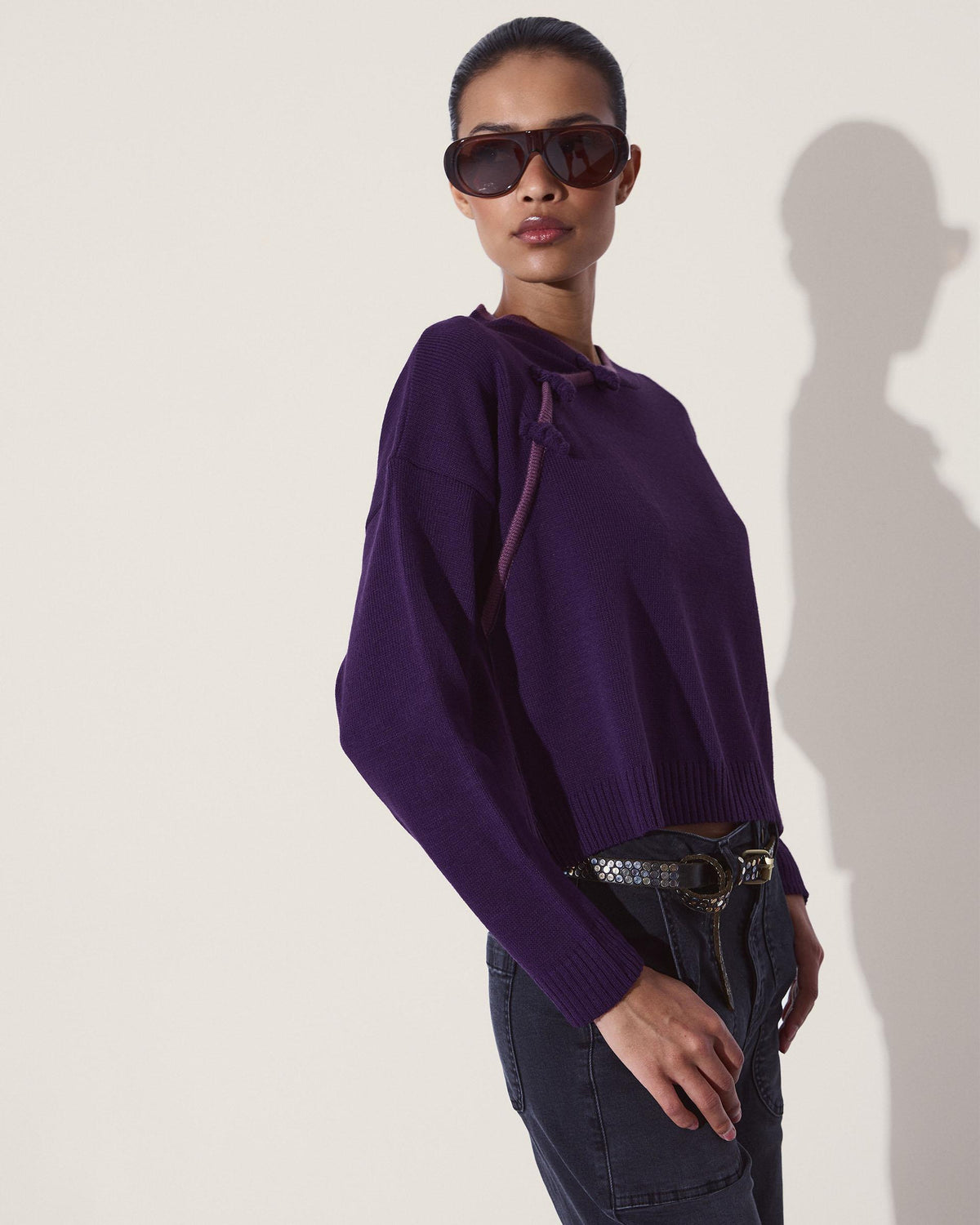 Jersey Botones Laterales Vivo Contraste Morado