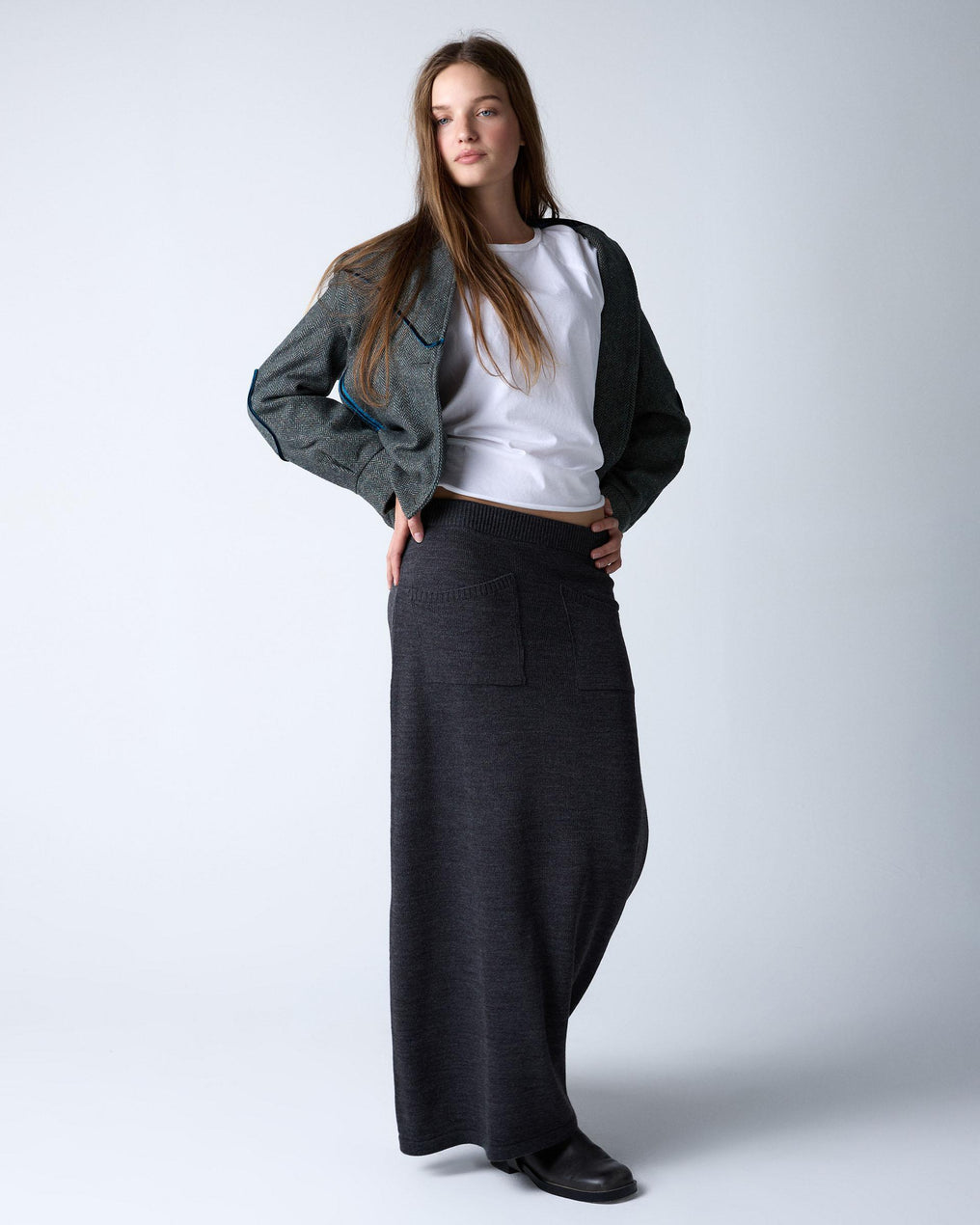 Falda Punto Bolsillos Antracita