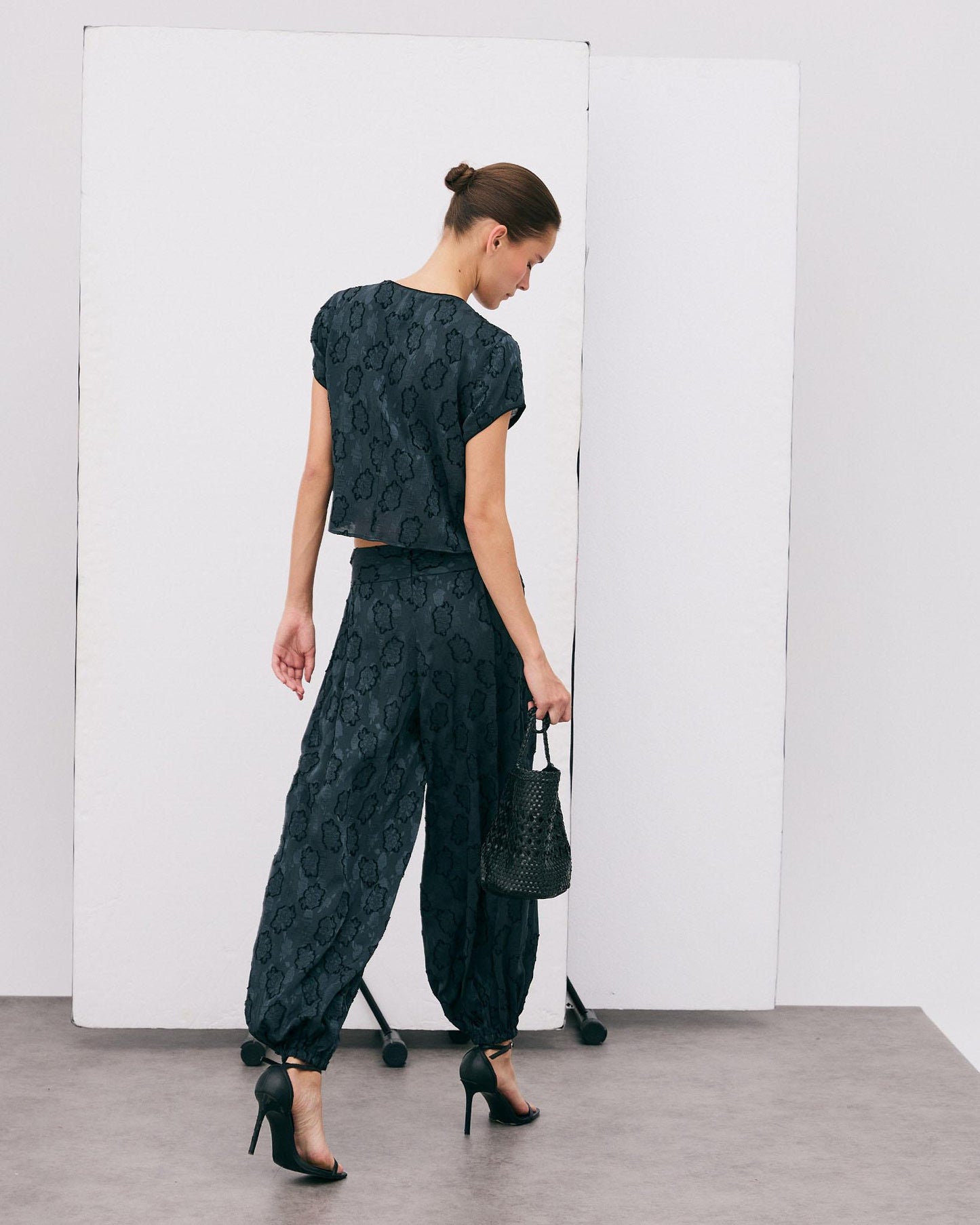 Pantalón Goma Puño Estampado Azul