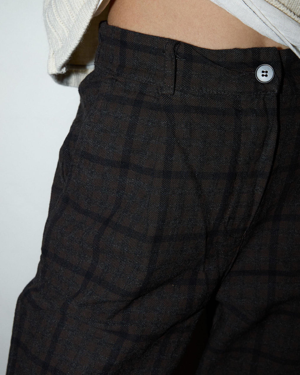 Brown Balloon Check Trousers