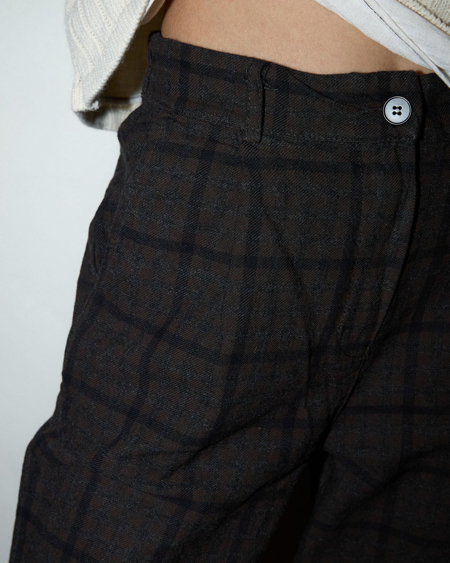 Brown Balloon Check Trousers