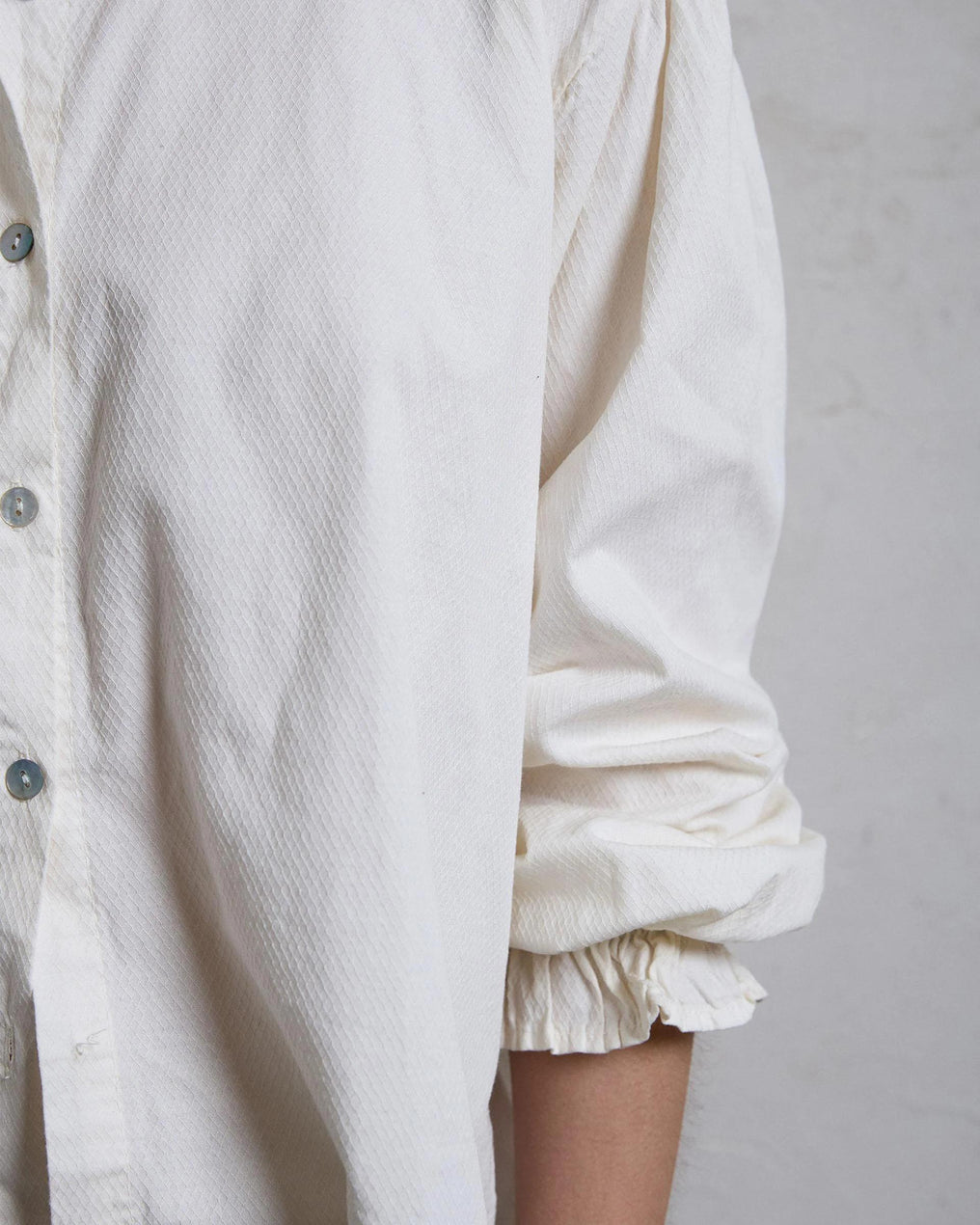 Blouse with Ruffle Detail and Raw Collar