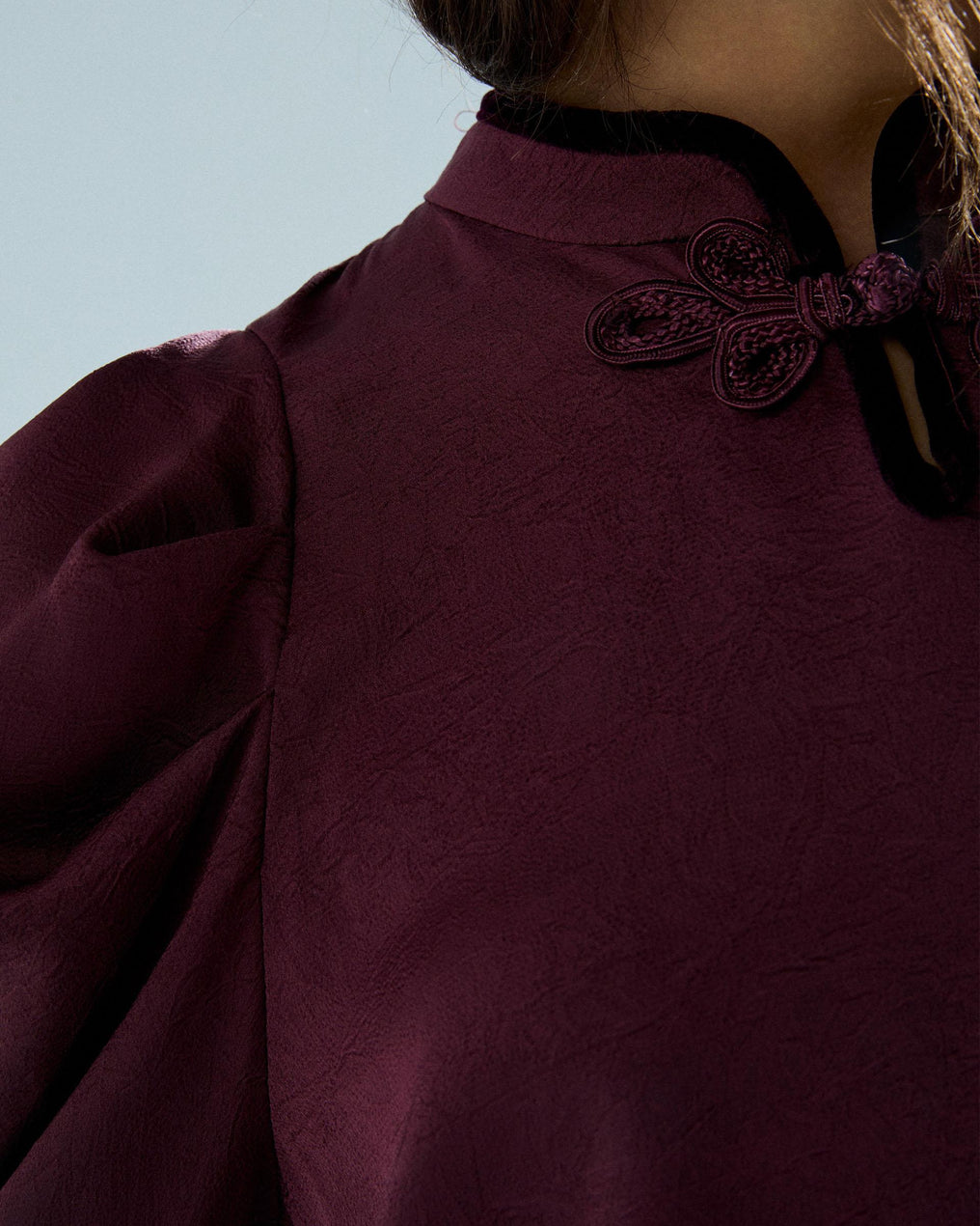 Blusa Alamar Detalle Terciopelo Granate