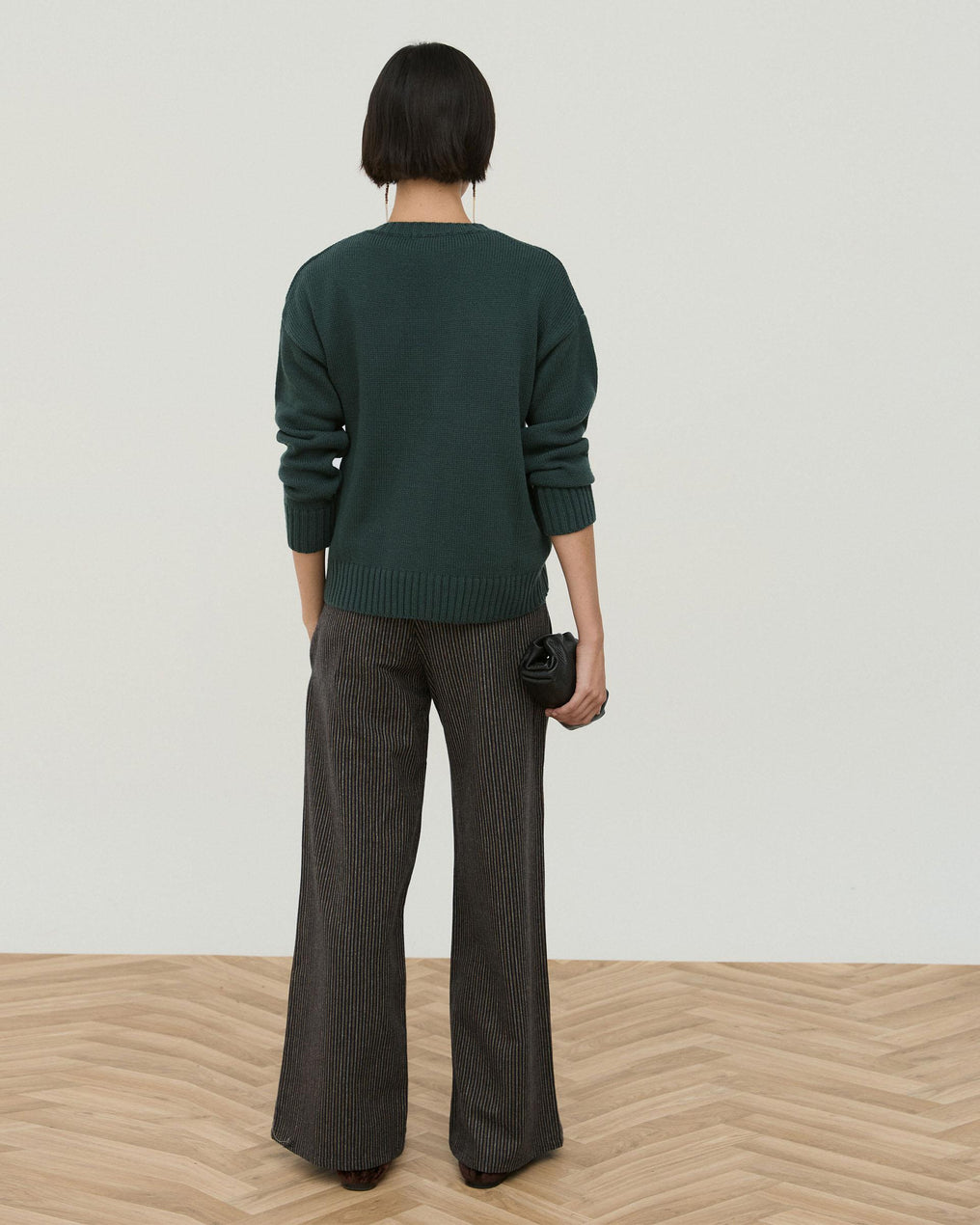 Jersey Cuello Pico Rib Verde Oscuro