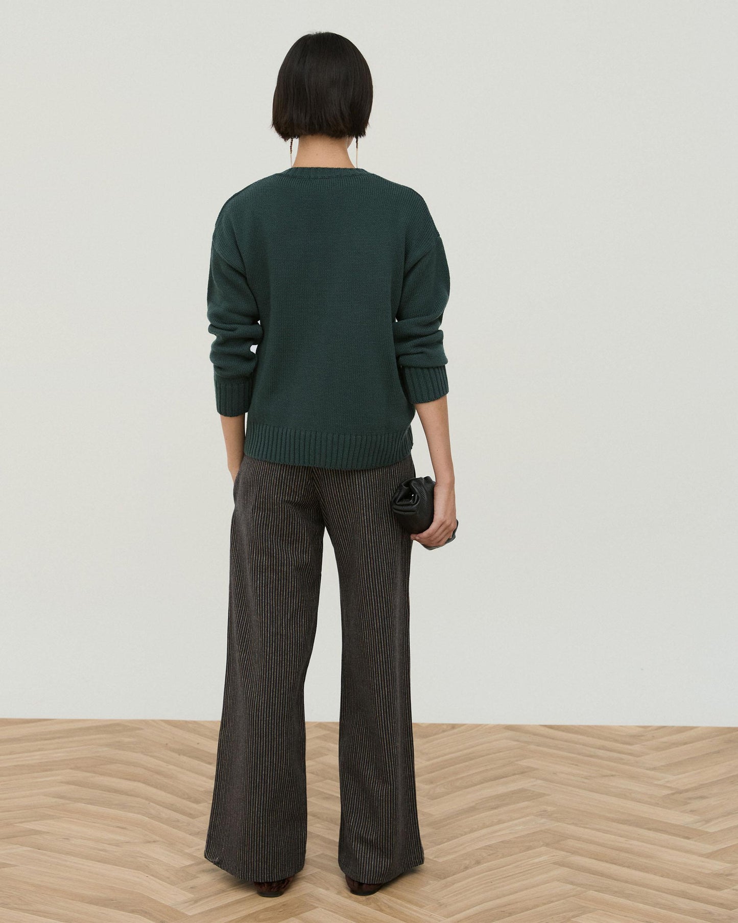 Jersey Cuello Pico Rib Verde Oscuro